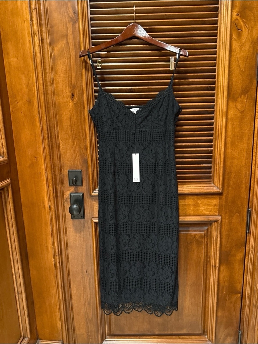 NSR Black Lace Midi Slip Dress